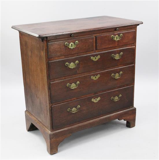 A George II red walnut small chest, W.2ft 10in.